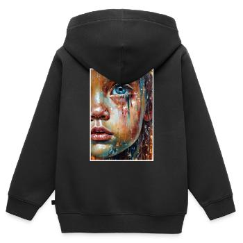 Abstrait Fille Triste Gens Malheureux - Sweat Premium à capuche zippé enfant bio - noir - Dos - AI Model Kid Male (0cm)