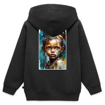 Abstraktes trauriges Mädchen Unglückliche Menschen - Kinder Premium Organic Zip Hoodie - Schwarz - Hinten - AI Model Kid Male (0cm)