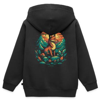 Un renard dans les champs - Sweat Premium à capuche zippé enfant bio - noir - Dos - AI Model Kid Male (0cm)