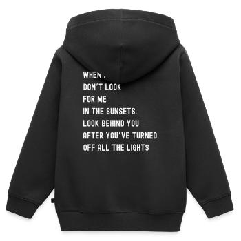 Quand je meurs drôle - Sweat Premium à capuche zippé enfant bio - noir - Dos - AI Model Kid Male (0cm)