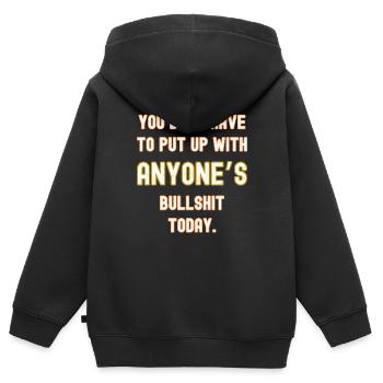Pas de conneries aujourd’hui - Sweat Premium à capuche zippé enfant bio - noir - Dos - AI Model Kid Male (0cm)