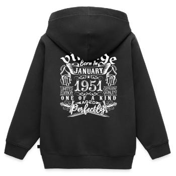 January 1951 birthday January 1951 January - Kids Premium Organic Zip-up Hoodie - black - Back - AI Model Kid Male (0cm)