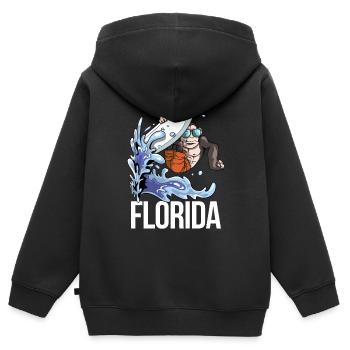 Florida Affe auf Surfboard USA Amerika - Kinder Premium Organic Zip Hoodie - Schwarz - Hinten - AI Model Kid Male (0cm)