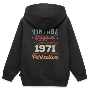 January 1971 Legend for 53 years - Kids Premium Organic Zip-up Hoodie - black - Back - AI Model Kid Male (0cm)