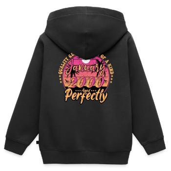January 2000 Anniversary 2000 January 2000 - Kids Premium Organic Zip-up Hoodie - black - Back - AI Model Kid Male (0cm)