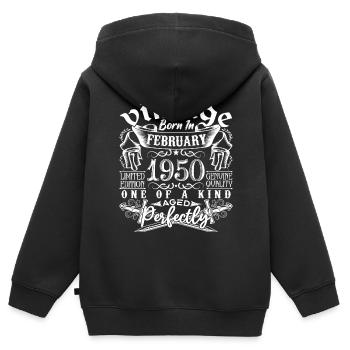 Februar 1950 Jubiläum Februar 1950 Februar - Kinder Premium Organic Zip Hoodie - Schwarz - Hinten - AI Model Kid Male (0cm)