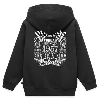 Februar 1957 Geburtstag Februar 1957 Februar - Kinder Premium Organic Zip Hoodie - Schwarz - Hinten - AI Model Kid Male (0cm)