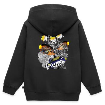 Korallenriff See Fische Meer Urlaubsort Strand - Kinder Premium Organic Zip Hoodie - Schwarz - Hinten - AI Model Kid Male (0cm)