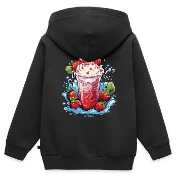 Erdbeer-Eiscreme-Milch - Kinder Premium Organic Zip Hoodie - Schwarz - Hinten - AI Model Kid Male (0cm)