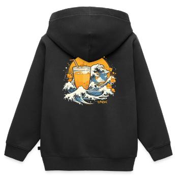 Orangensaft Kanagawa-Welle von Japan - Kinder Premium Organic Zip Hoodie - Schwarz - Hinten - AI Model Kid Male (0cm)