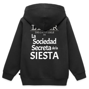 CHEF de la Société Secrète de la Sieste - Sweat Premium à capuche zippé enfant bio - noir - Dos - AI Model Kid Male (0cm)