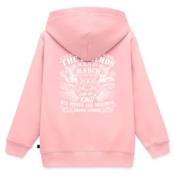 Mars 2005 anniversaire 2005 Mars meilleure année - Sweat Premium à capuche zippé enfant bio - rose - Dos - AI Model Kid Female (0cm)