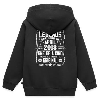 Legends Were Born In April 2018 - Gift 2018 - Kids Premium Organic Zip-up Hoodie - black - Back - AI Model Kid Male (0cm)