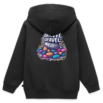 Gravier ou gravier - Sweat Premium à capuche zippé enfant bio - noir - Dos - AI Model Kid Male (0cm)