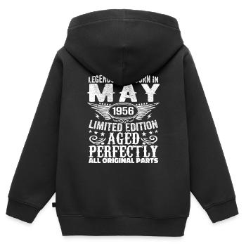 Mai 1956 Geburtstagsgeschenk Mai 1956 Mai - Kinder Premium Organic Zip Hoodie - Schwarz - Hinten - AI Model Kid Male (0cm)