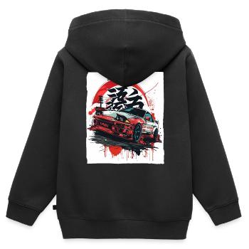 Straßenrennen mit japanischen JDM-Autos der 90er - Kinder Premium Organic Zip Hoodie - Schwarz - Hinten - AI Model Kid Male (0cm)