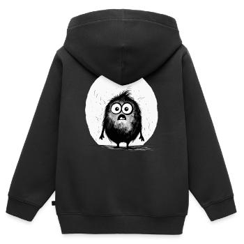 Confus Petit Monstre Mignon Effrayant - Sweat Premium à capuche zippé enfant bio - noir - Dos - AI Model Kid Male (0cm)