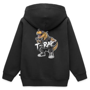 T-Rap Dinosaur Rapper - Sweat Premium à capuche zippé enfant bio - noir - Dos - AI Model Kid Male (0cm)