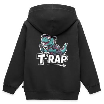 T-Rap Dinosaurier Rapper - Kinder Premium Organic Zip Hoodie - Schwarz - Hinten - AI Model Kid Male (0cm)