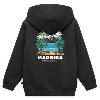 Portugal Madère - Sweat Premium à capuche zippé enfant bio - noir - Dos - AI Model Kid Male (0cm)
