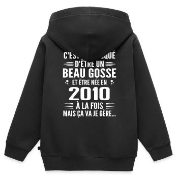 Toujours Beau Gosse 2010 Geburtstagsgeschenk 2010 - Kinder Premium Organic Zip Hoodie - Schwarz - Hinten - AI Model Kid Male (0cm)