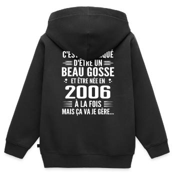 Toujours Beau Gosse 2006 Geburtstagsgeschenk 2006 - Kinder Premium Organic Zip Hoodie - Schwarz - Hinten - AI Model Kid Male (0cm)