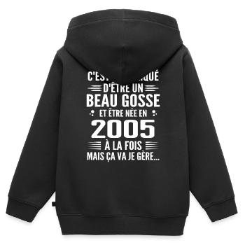 Toujours Beau Gosse 2005 Geburtstagsgeschenk 2005 - Kinder Premium Organic Zip Hoodie - Schwarz - Hinten - AI Model Kid Male (0cm)
