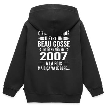 Toujours Beau Gosse 2007 Geburtstagsgeschenk 2007 - Kinder Premium Organic Zip Hoodie - Schwarz - Hinten - AI Model Kid Male (0cm)