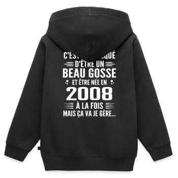 Toujours Beau Gosse 2008 Geburtstagsgeschenk 2008 - Kinder Premium Organic Zip Hoodie - Schwarz - Hinten - AI Model Kid Male (0cm)