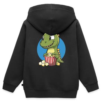 Popcorn Dino Dinosaur T-Rex Movie Night - Kids Premium Organic Zip-up Hoodie - black - Back - AI Model Kid Male (0cm)