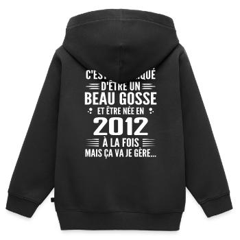 Toujours Beau Gosse 2012 Geburtstagsgeschenk 2012 - Kinder Premium Organic Zip Hoodie - Schwarz - Hinten - AI Model Kid Male (0cm)