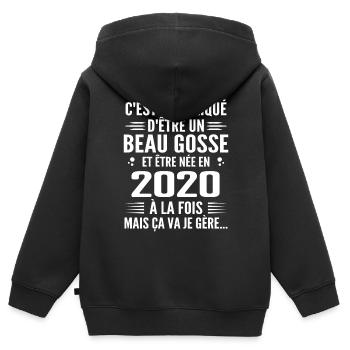 Toujours Beau Gosse 2020 Geburtstagsgeschenk 2020 - Kinder Premium Organic Zip Hoodie - Schwarz - Hinten - AI Model Kid Male (0cm)