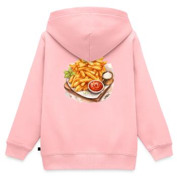 Leckere Pommes - Kinder Premium Organic Zip Hoodie - Rosa - Hinten - AI Model Kid Female (0cm)