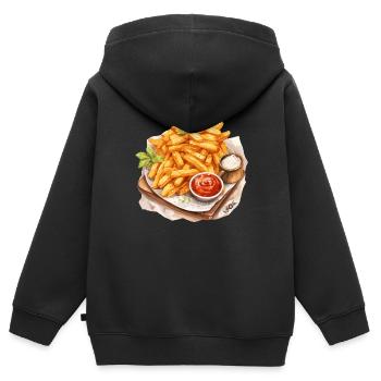 Leckere Pommes - Kinder Premium Organic Zip Hoodie - Schwarz - Hinten - AI Model Kid Male (0cm)