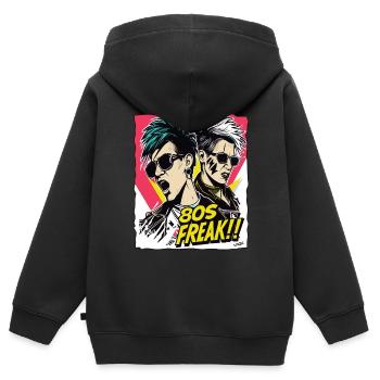 Popmusik-Kultur und 80er-Jahre-Freak - Kinder Premium Organic Zip Hoodie - Schwarz - Hinten - AI Model Kid Male (0cm)