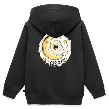 Niedlicher verschlafener Geist: Mond und Sterne - Kinder Premium Organic Zip Hoodie - Schwarz - Hinten - AI Model Kid Male (0cm)