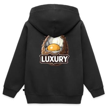 Creme-Schokoladen-Ei ist purer Luxus - Kinder Premium Organic Zip Hoodie - Schwarz - Hinten - AI Model Kid Male (0cm)