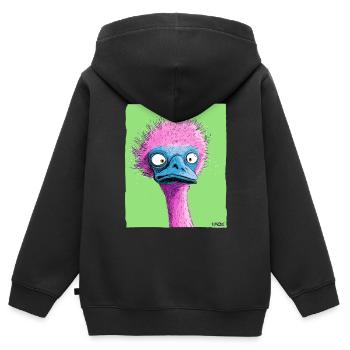 Lustig seltsamer rosa-blauer Strauß - Kinder Premium Organic Zip Hoodie - Schwarz - Hinten - AI Model Kid Male (0cm)