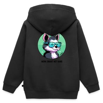 Work smart, not hard: Smart dog with glasses - Kids Premium Organic Zip-up Hoodie - black - Back - AI Model Kid Male (0cm)