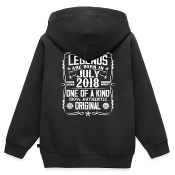 Né en Juillet 2018 Anniversaire 2018 Juillet 2018 - Sweat Premium à capuche zippé enfant bio - noir - Dos - AI Model Kid Male (0cm)