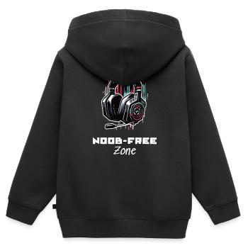 Noob Free Zone Gamer Dictons Chemise - Sweat Premium à capuche zippé enfant bio - noir - Dos - AI Model Kid Male (0cm)