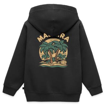 Madeira Portugal - Kinder Premium Organic Zip Hoodie - Schwarz - Hinten - AI Model Kid Male (0cm)
