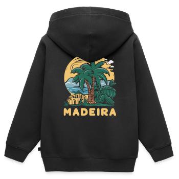 Madeira Portugal - Kinder Premium Organic Zip Hoodie - Schwarz - Hinten - AI Model Kid Male (0cm)