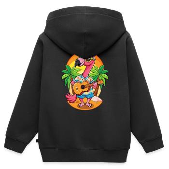 Lustige Flamingo Cartoon Sommer Strand Sonnenbrille - Kinder Premium Organic Zip Hoodie - Schwarz - Hinten - AI Model Kid Male (0cm)
