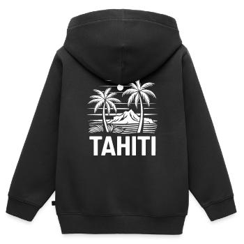Tahiti, Polynésie française - Sweat Premium à capuche zippé enfant bio - noir - Dos - AI Model Kid Male (0cm)