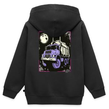 Super Cooler Müllwagen Container Truck - Kinder Premium Organic Zip Hoodie - Schwarz - Hinten - AI Model Kid Male (0cm)