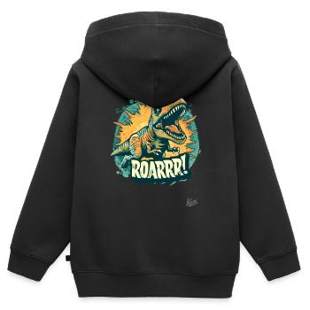 Noch ein Rex-Brüll-Dino-Dinosaurier - Kinder Premium Organic Zip Hoodie - Schwarz - Hinten - AI Model Kid Male (0cm)