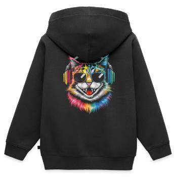 Colorful Cat Sunglasses Headphones - Kids Premium Organic Zip-up Hoodie - black - Back - AI Model Kid Male (0cm)