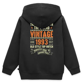1993 Cadeau Anniversaire Millésime 1993 Cru 1993 - Sweat Premium à capuche zippé enfant bio - noir - Dos - AI Model Kid Male (0cm)