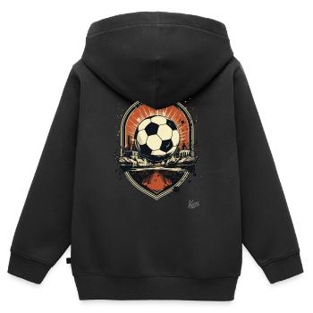 Un emblème pour le football - Sweat Premium à capuche zippé enfant bio - noir - Dos - AI Model Kid Male (0cm)